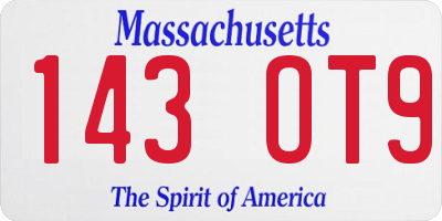 MA license plate 143OT9