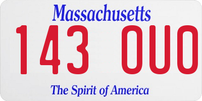 MA license plate 143OU0