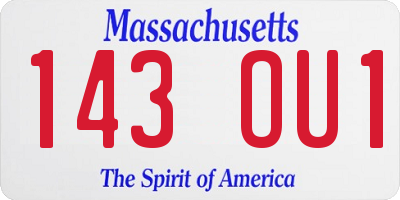 MA license plate 143OU1