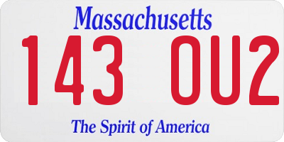 MA license plate 143OU2