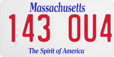 MA license plate 143OU4