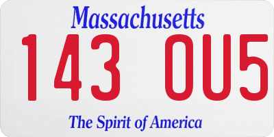 MA license plate 143OU5