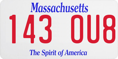MA license plate 143OU8