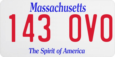 MA license plate 143OV0