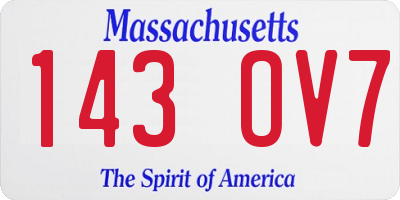 MA license plate 143OV7