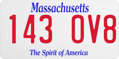 MA license plate 143OV8