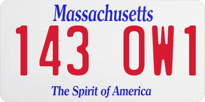 MA license plate 143OW1
