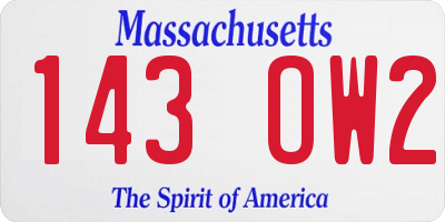 MA license plate 143OW2