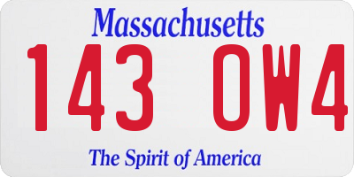 MA license plate 143OW4