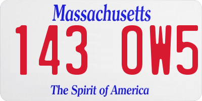 MA license plate 143OW5