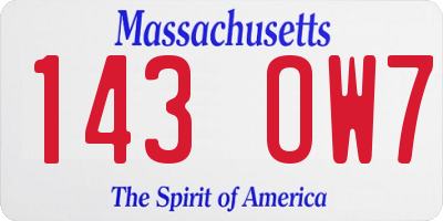 MA license plate 143OW7