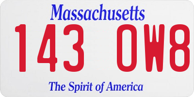 MA license plate 143OW8