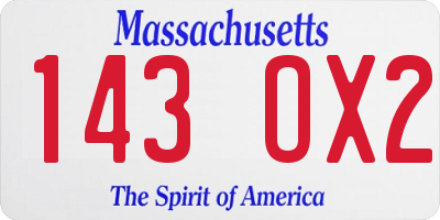 MA license plate 143OX2