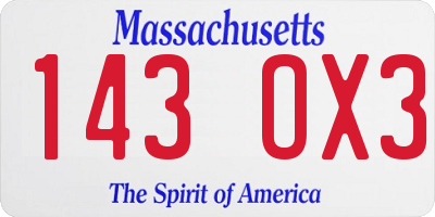 MA license plate 143OX3
