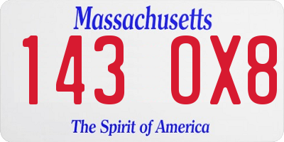 MA license plate 143OX8