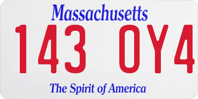 MA license plate 143OY4