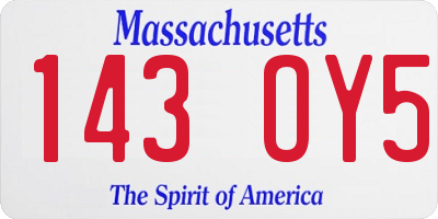 MA license plate 143OY5