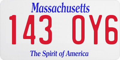 MA license plate 143OY6