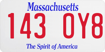 MA license plate 143OY8
