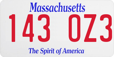 MA license plate 143OZ3