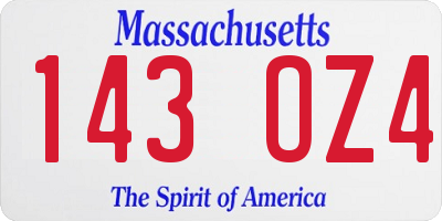 MA license plate 143OZ4