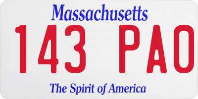 MA license plate 143PA0