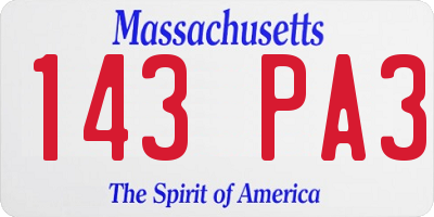 MA license plate 143PA3