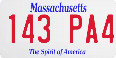 MA license plate 143PA4