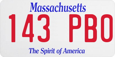 MA license plate 143PB0