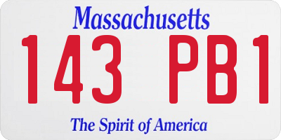 MA license plate 143PB1