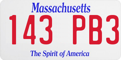 MA license plate 143PB3