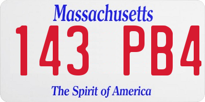 MA license plate 143PB4