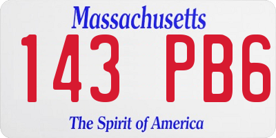 MA license plate 143PB6