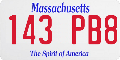 MA license plate 143PB8