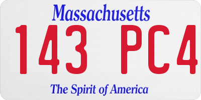 MA license plate 143PC4
