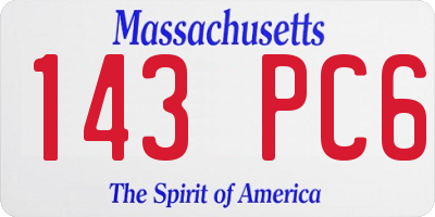 MA license plate 143PC6