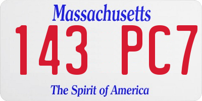 MA license plate 143PC7