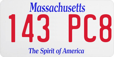 MA license plate 143PC8