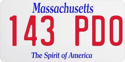 MA license plate 143PD0