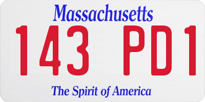 MA license plate 143PD1