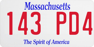 MA license plate 143PD4