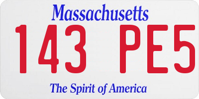 MA license plate 143PE5
