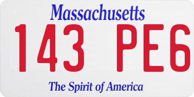 MA license plate 143PE6