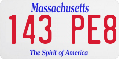 MA license plate 143PE8