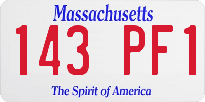 MA license plate 143PF1