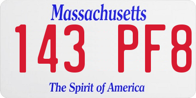 MA license plate 143PF8