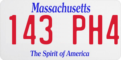 MA license plate 143PH4