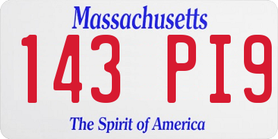 MA license plate 143PI9