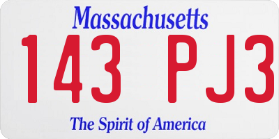 MA license plate 143PJ3