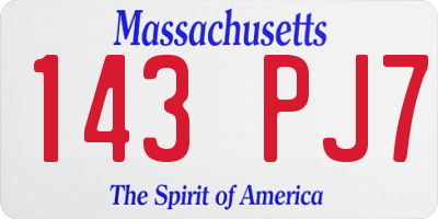 MA license plate 143PJ7
